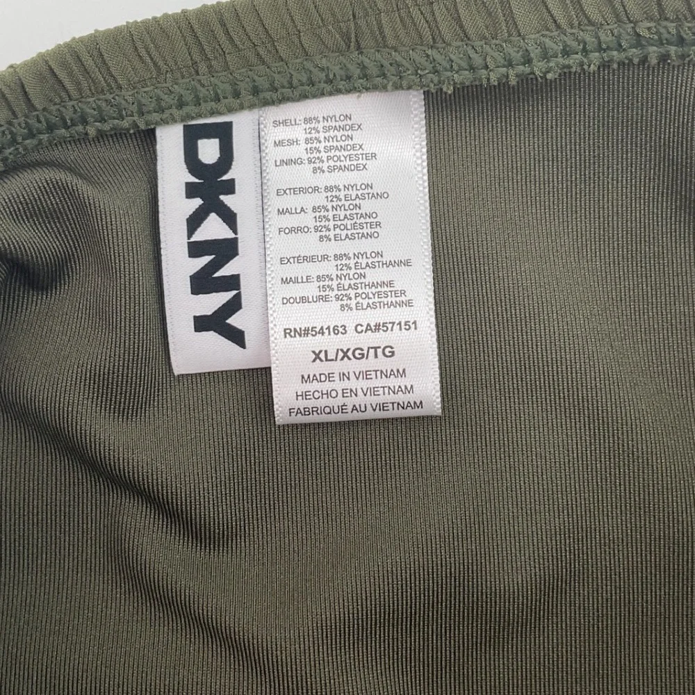 DKNY Womens Olive Green Smocked Strapless Notch One Piece Swimsuit XL NEW - Picture 7 of 13